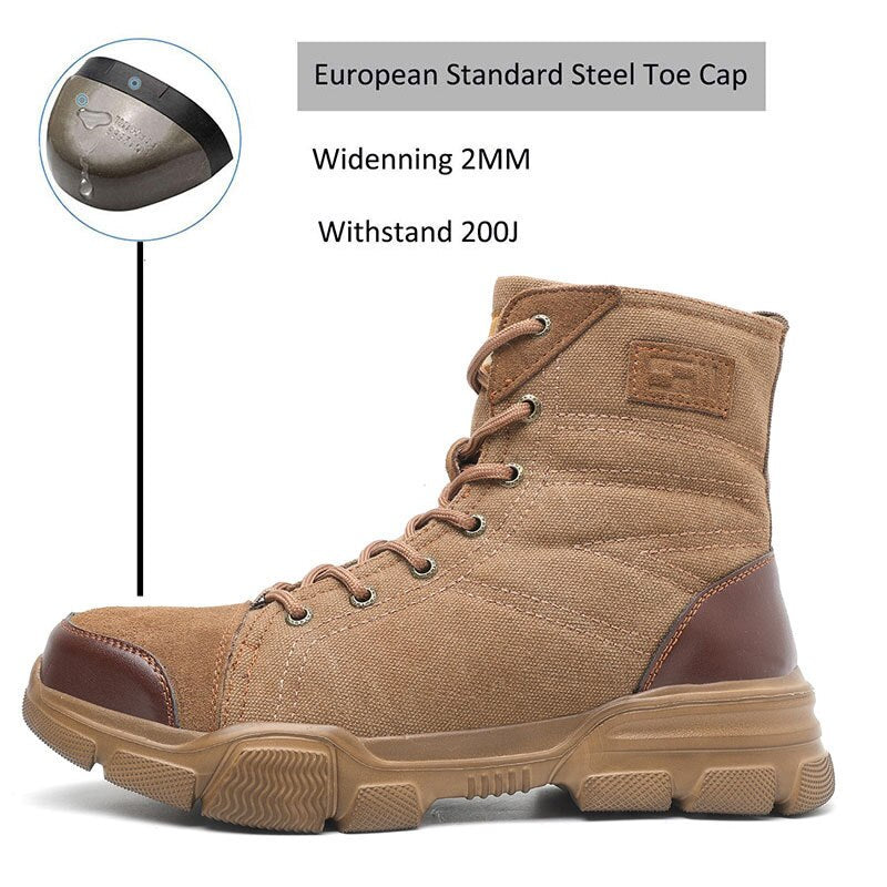 Steel toe boots for men military work shoes desert combat safety
