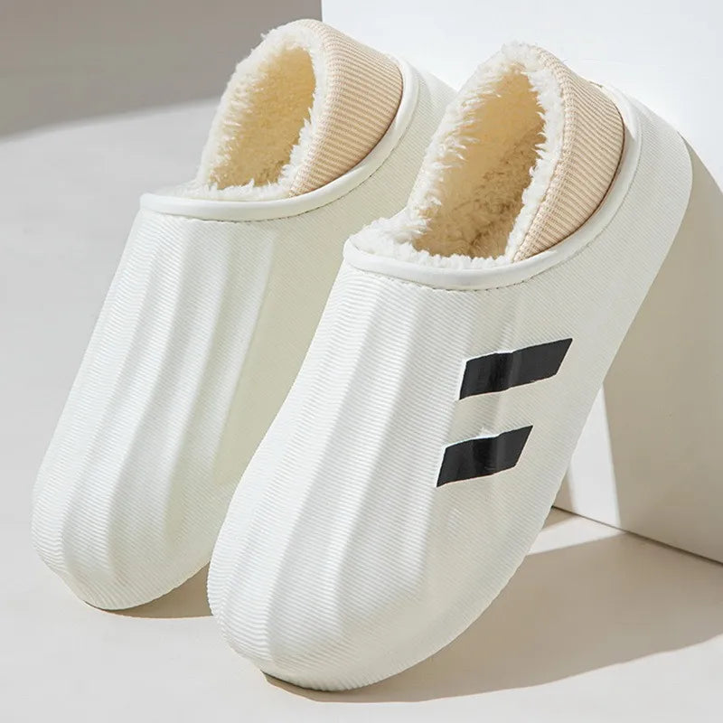 Men-women plush slippers waterproof, indoor outdoor slippers