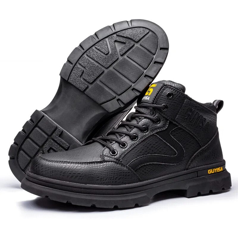Men's steel toe work boots, waterproof safety shoes