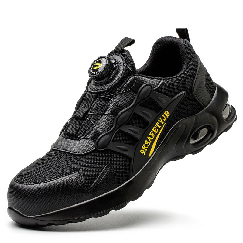 Safety shoes with rotating buckle and Air Cushion
