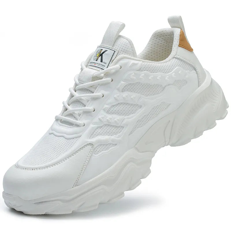Men's white safety shoes, steel toe work shoes, anti-smashing and anti-puncture men's sports shoes