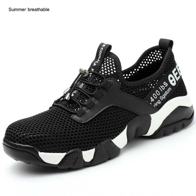 Men's and women's steel toe safety shoes reflective casual sneakers lightweight breathable