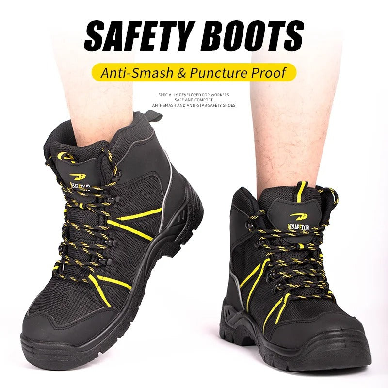 Non-slip construction work boots, steel toe non-slip safety shoes