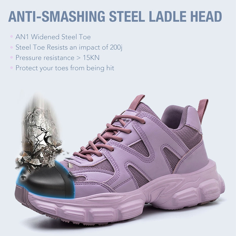 Women's steel toe lightweight safety shoes